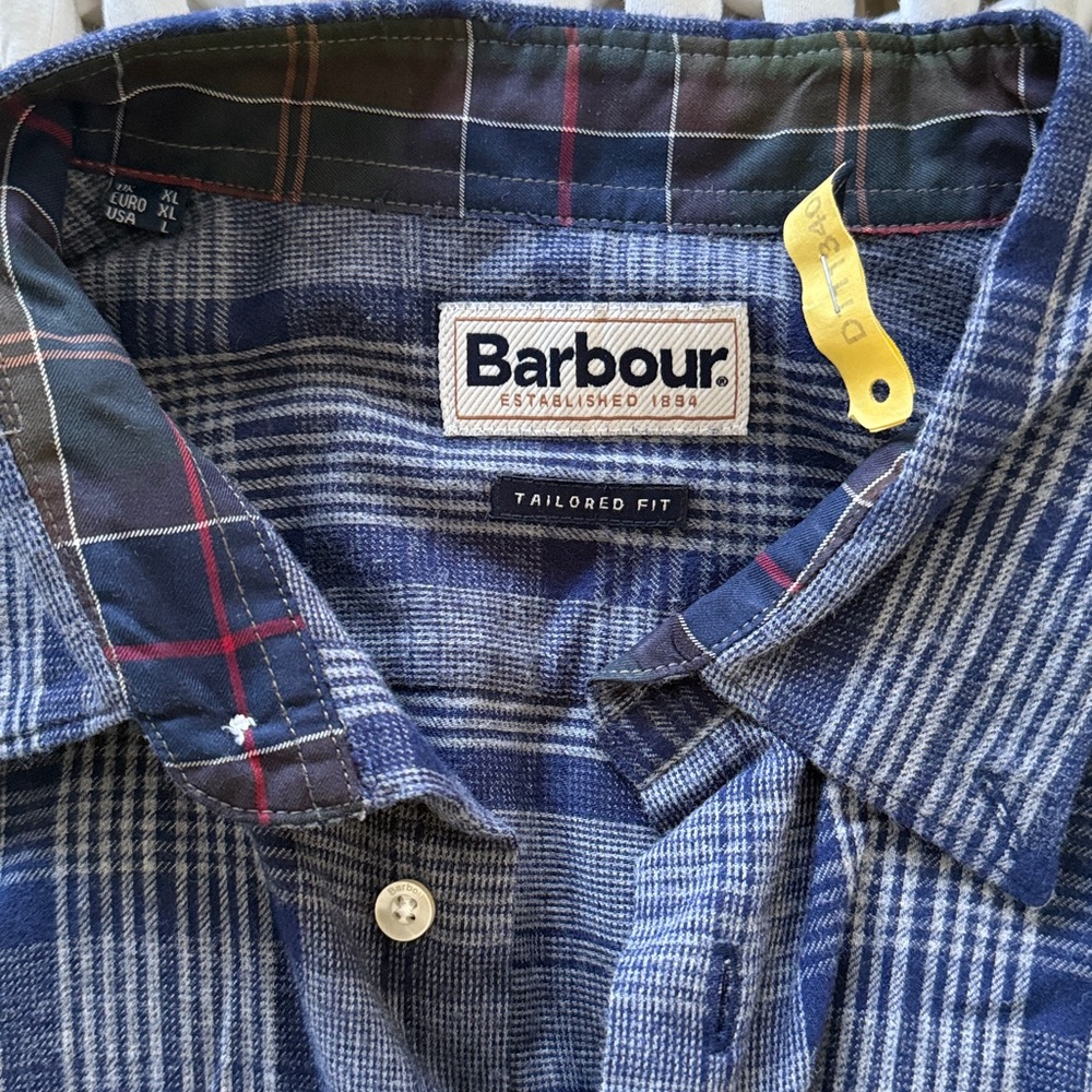 Barbour Blue Plaid Button Down Shirt